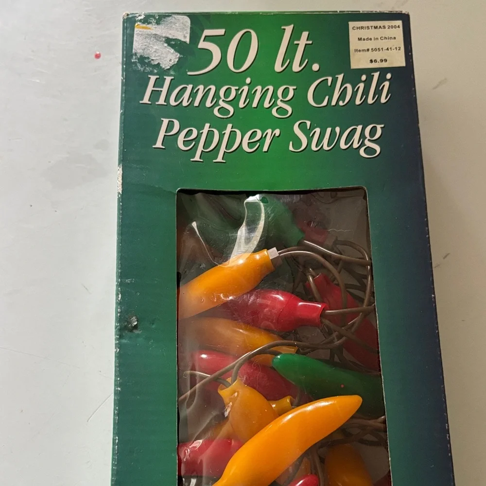 Vintage 2004 50 light Hanging Chili Pepper Swag - Picture 2 of 4